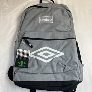 Umbro 18" Backpack Laptop Sleeve Front Zipper Pocket School Bag Heather Gray NEW